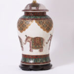 British Colonial Style Pair of Table Lamps with Elephants