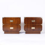 Mid Century Pair of Campaign Style Nightstands
