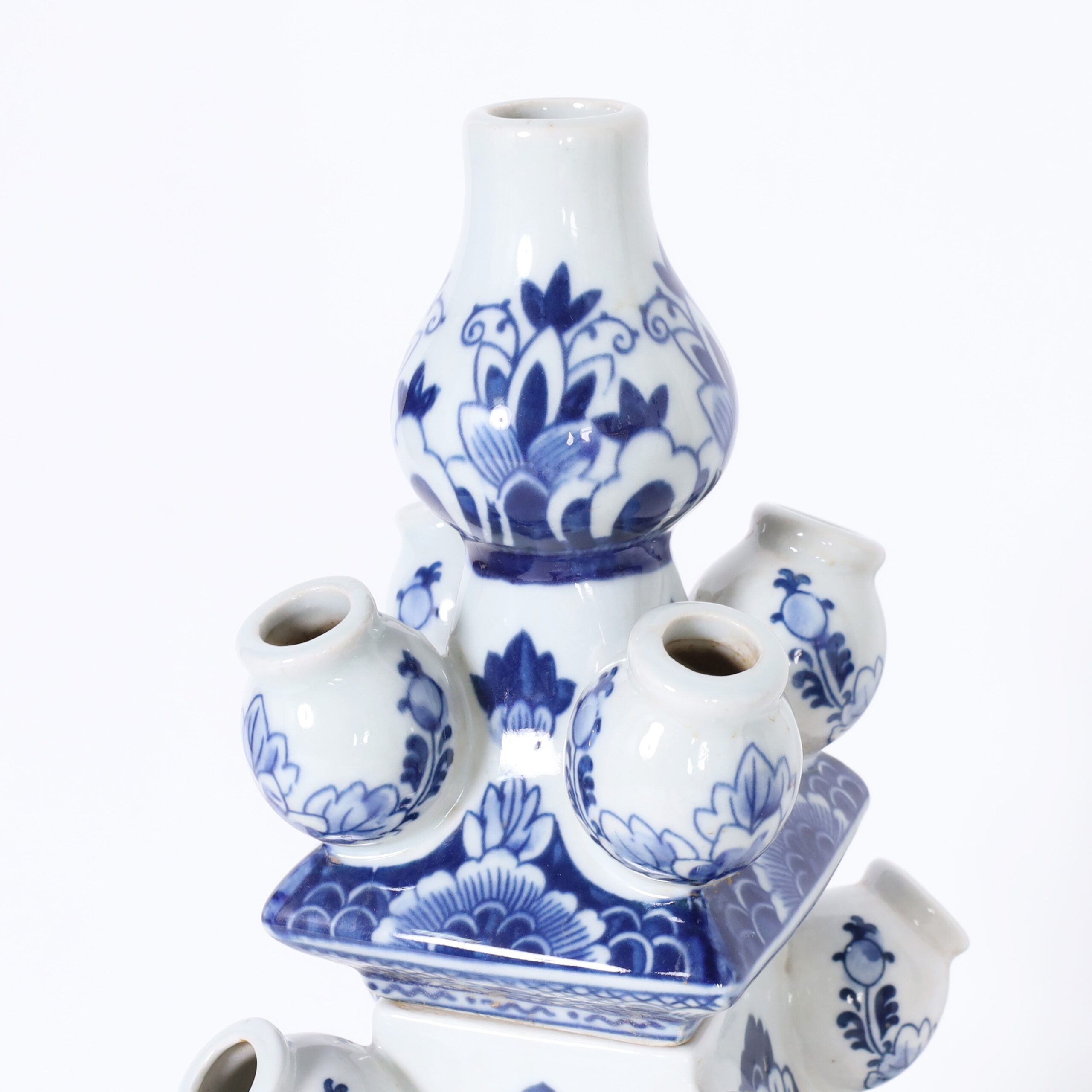 Pair of Chinese Blue and White Porcelain Tulipiere Towers
