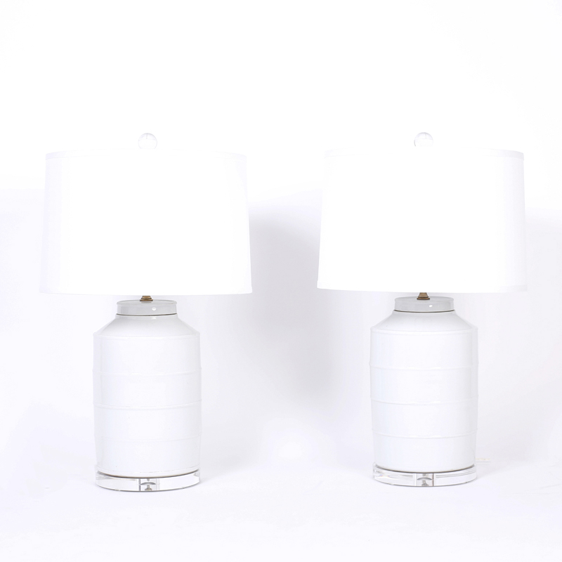Pair of Chinese Porcelain off White Celadon Table Lamps
