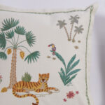 Crewelwork Throw Pillows with Tigers and Toucans, Priced Individually