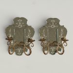 Antique Pair of Italian Mirrored Two Light Wall Sconces