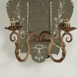 Antique Pair of Italian Mirrored Two Light Wall Sconces