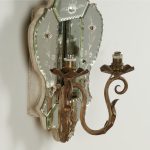 Antique Pair of Italian Mirrored Two Light Wall Sconces