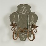 Antique Pair of Italian Mirrored Two Light Wall Sconces