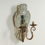 Antique Pair of Italian Mirrored Two Light Wall Sconces