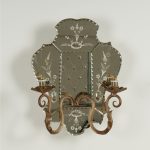 Antique Pair of Italian Mirrored Two Light Wall Sconces