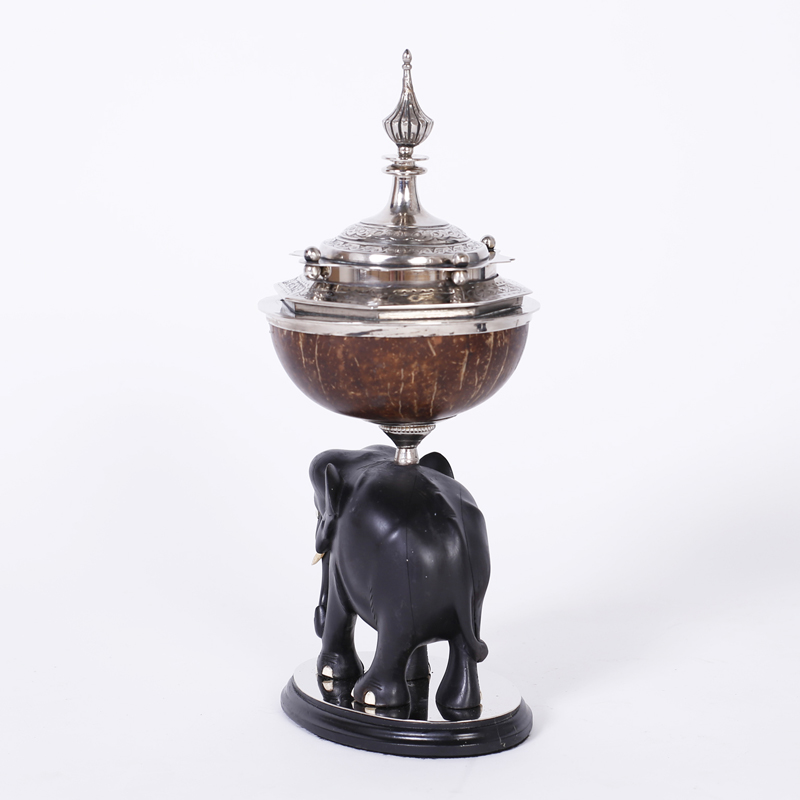 Pair of Anglo Indian Elephant and Coconut Boxes or Garnitures
