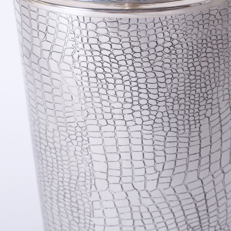 Pair of Crocodile Embossed Silver Table Lamps