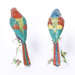 Pair of Vintage French Porcelain Parrots