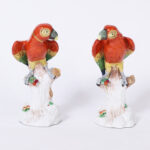 Pair of German Porcelain Parrots Signed Dresden