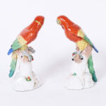 Pair of German Porcelain Parrots Signed Dresden