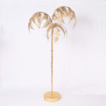 Pair of Mid Century Italian Gilt Metal Palm Tree Floor Lamps