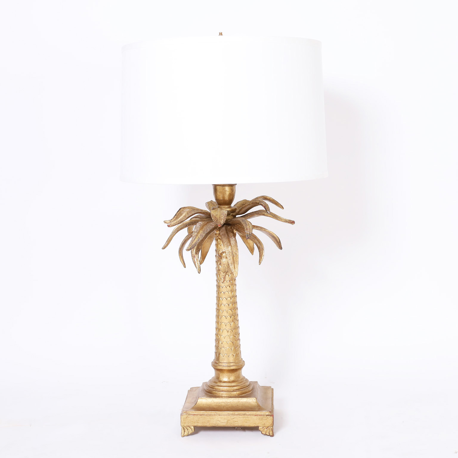 Pair of Mid Century Gilt Palm Tree Table Lamps