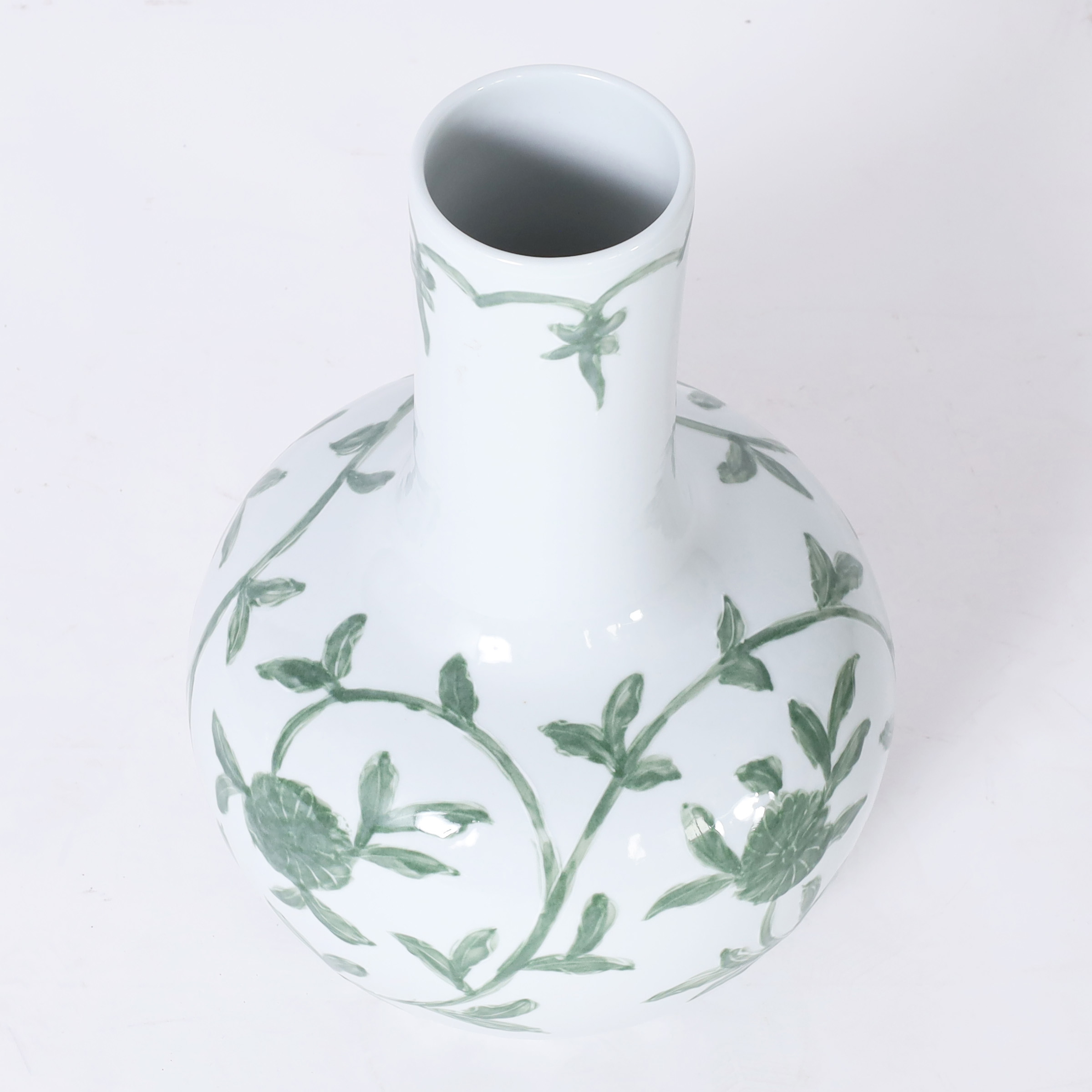 Pair of Chinese Porcelain Green and White Vases