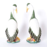 Pair of Italian Porcelain Mojolica Birds Signed Meiselman