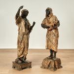Pair of Large Antique Orientalist Bronze Figural Sculptures or Statues