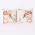 Pair of Linen Flamingo Throw Pillows, Priced Individually