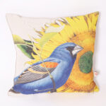 Pair of Linen Throw Pillows with Blue Birds, Priced Individually