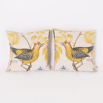 Pair of Down Filled Linen Throw Pillows with Birds, Priced Individually