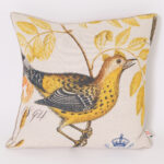 Pair of Down Filled Linen Throw Pillows with Birds, Priced Individually