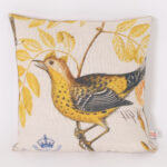 Pair of Down Filled Linen Throw Pillows with Birds, Priced Individually