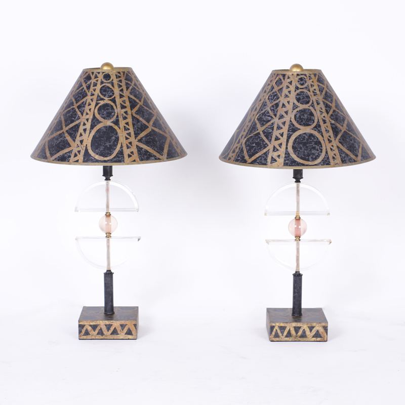 Pair of Post Modern Lucite Table Lamps