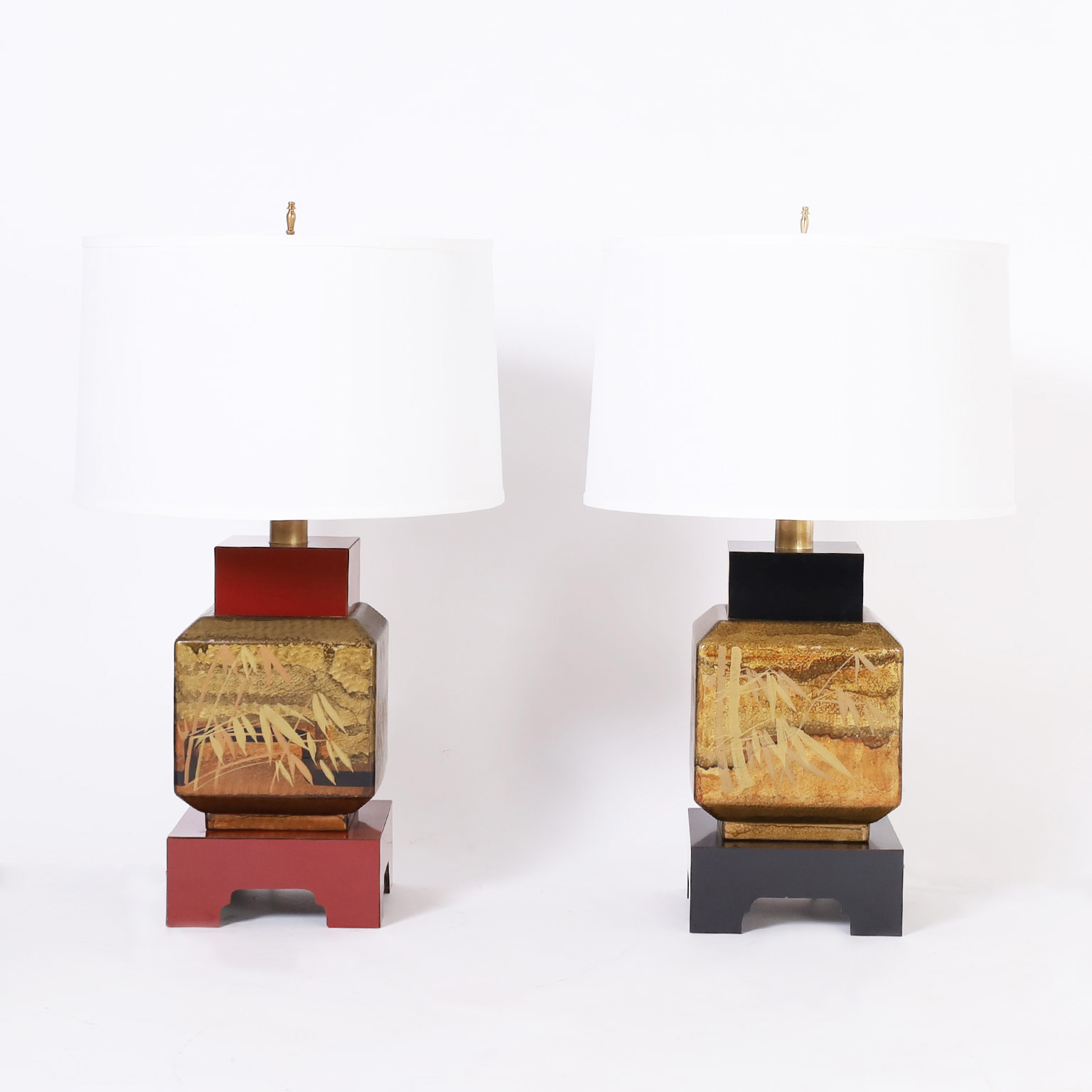Pair of Mid-Century Asian Modern French Table Lamps