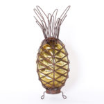 Pair of Mid-Century Metal and Mercury Glass Pineapples