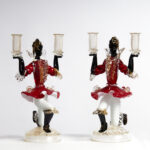 Pair of Vintage Murano Art Glass Dancing Figure Candlesticks