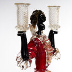 Pair of Vintage Murano Art Glass Dancing Figure Candlesticks