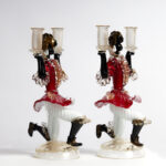 Pair of Vintage Murano Art Glass Dancing Figure Candlesticks