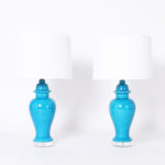 Pair of Mid-Century Style Turquoise Table Lamps