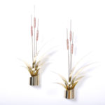 Pair of Mid Century Cattail Wall Sculptures