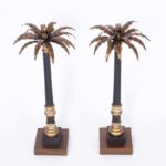 Mid Century Palm Tree Pricket Candlesticks