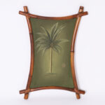 Pair of Vintage Palm Tree Paintings in Bamboo Frames