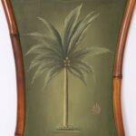 Pair of Vintage Palm Tree Paintings in Bamboo Frames