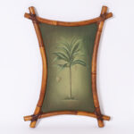 Pair of Vintage Palm Tree Paintings in Bamboo Frames