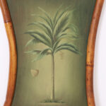 Pair of Vintage Palm Tree Paintings in Bamboo Frames