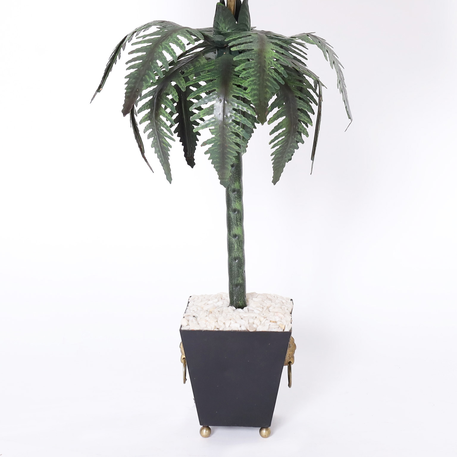 Pair of Tole Palm Tree Table Lamps