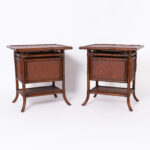 Pair of Vintage British Colonial Style Bamboo and Grasscloth Stands or Tables