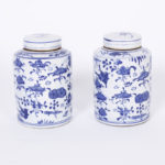Pair of Blue and White Porcelain Tea Jars
