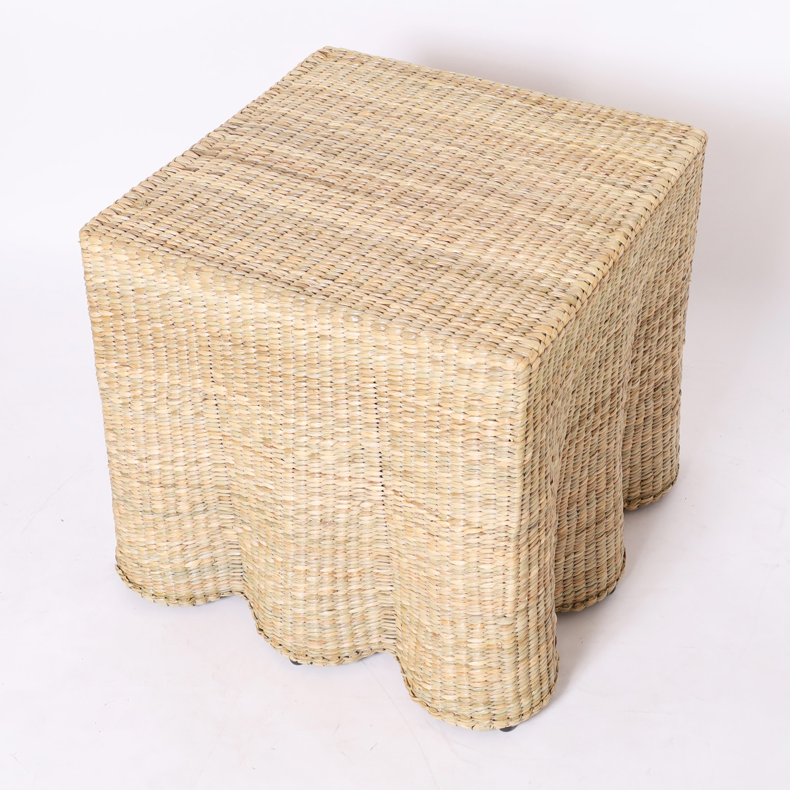 Pair of Woven Reed Square Ghost Drapery Stands from the FS Flores Collection