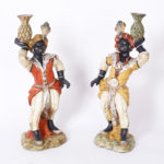Pair of Antique Terra Cotta Nubian Figures with Pineapples