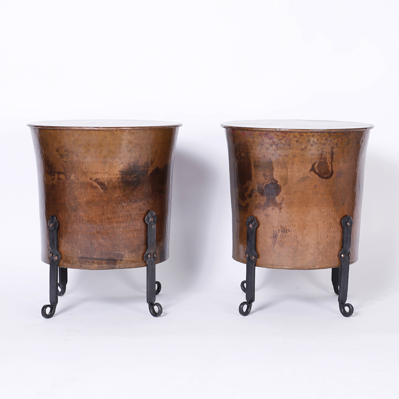 Pair of Antique French Copper End Tables or Stands