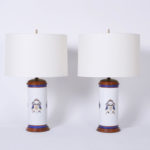 Pair of Armorial Porcelain Lamps