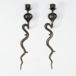 Vintage Pair of Anglo Indian Brass Snake or Cobra Wall Sconces