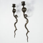 Vintage Pair of Anglo Indian Brass Snake or Cobra Wall Sconces