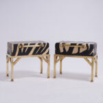 Pair of Mid Century British Colonial Style Faux Zebra Boxes on Stands