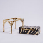 Pair of Mid Century British Colonial Style Faux Zebra Boxes on Stands